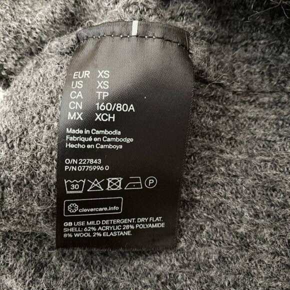 H&M L.O.G.G. Striped Sweater, Size XS, Neutral Gray Black and White Stripes - Picture 3 of 9